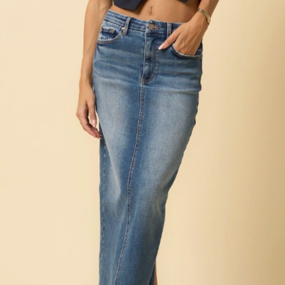The Audra Long Denim Skirt
